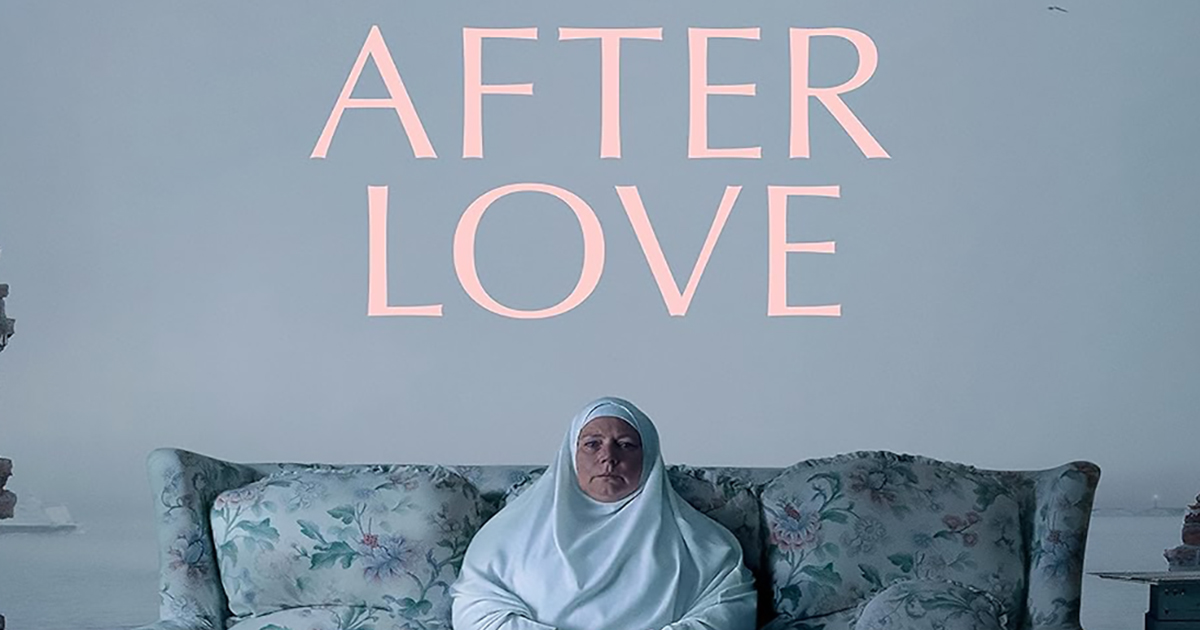 After Love artwork showing a woman seated on a patterned sofa.